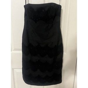 NWT Womens White House Black Market Black Lace Strapless Cocktail Dress Size 2